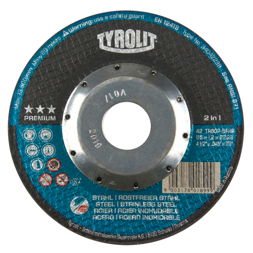 Meule &agrave; tronçonner 2-en-1 de premi&egrave;re qualit&eacute; Thincut, 4-1/2" x 0,045", Arbre de 7/8", Type 27, Oxyde d'aluminium, 13 300 Tr/min Sécurité Médic