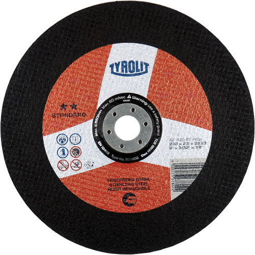 Disque de coupe INOX de premi&egrave;re qualit&eacute;, 6" x 5/64", Arbre de 7/8", Type 27, Oxyde d'aluminium, 10 200 Tr/min Sécurité Médic
