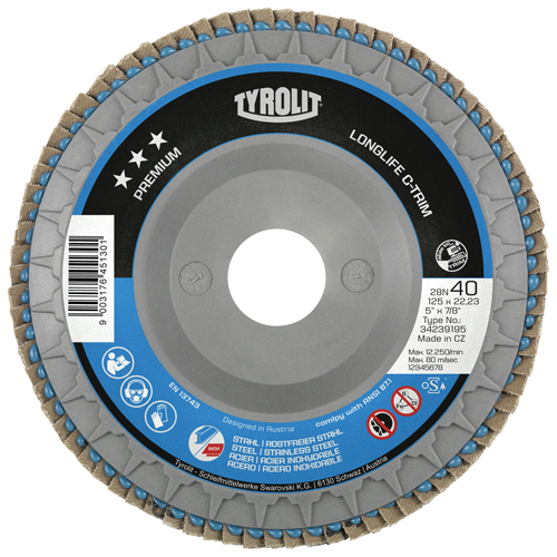 Disque &agrave; lamelles C-Trim robuste, 6" x 7/8", Type 29, Grain 40, Zirconium Sécurité Médic