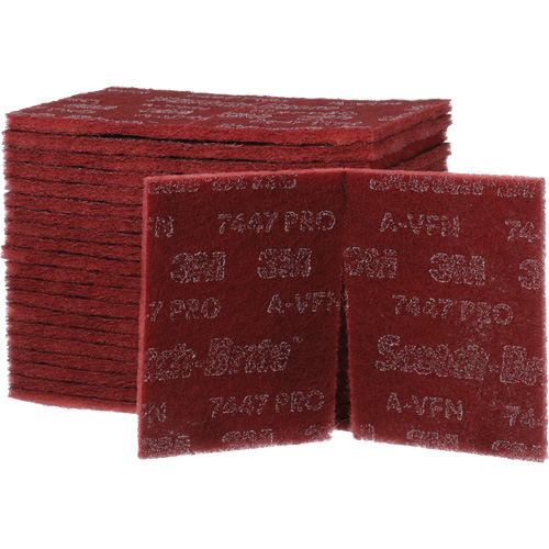 Tampons manuels Scotch-Brite 7447, Oxyde d'aluminium, 9" x 6", Grain Tr&egrave;s fin Sécurité Médic