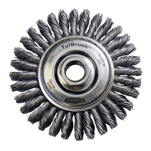 TufBrush Knot Wire Wheel Brush, 4" Dia., 0.02" Fill, 5/8"-11 Arbor, Steel Sécurité Médic