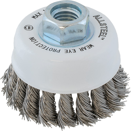 ALLSTEEL Wire Brush, 3" Dia. x 5/8"-11 Arbor Sécurité Médic