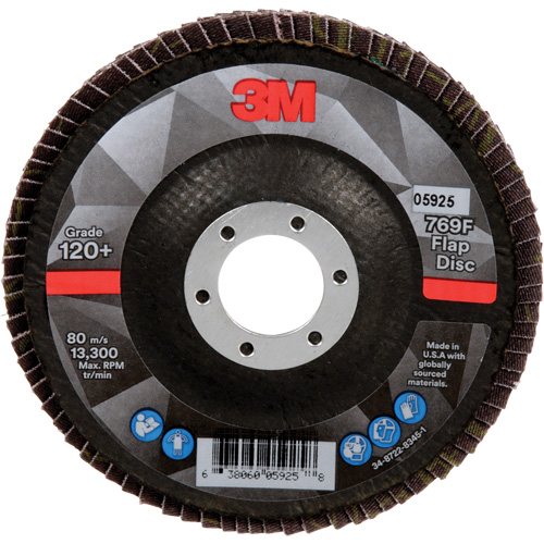 769F Quick Change Flap Disc, 4-1/2" x 7/8", Type 29, 120+ Grit, Ceramic Sécurité Médic