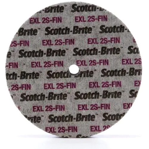 Meule unitaris&eacute;e EXL Scotch-Brite, 6" x 1/4", Arbre de 1/4", Grain de Fin, Carbure de silicium Sécurité Médic