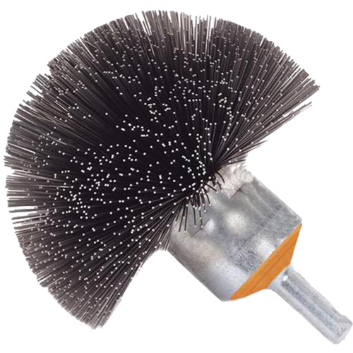 Brosse sph&eacute;rique mont&eacute;e &agrave; fils cr&ecirc;p&eacute;s, 1-1/2", Fils 0,008", Tige 1/4" Sécurité Médic