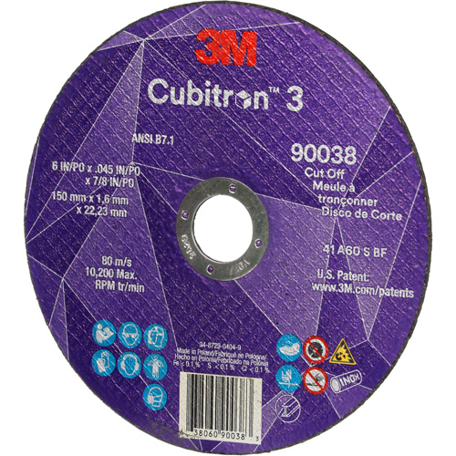 Meule &agrave; tronçonner Cubitron 3, 6" x 0,045", Type T27, C&eacute;ramique, 10 200 Tr/min Sécurité Médic