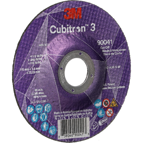 Cubitron 3 Cut-Off Wheel, 4-1/2" x 0.045", 7/8" Arbor, Type T27, Ceramic, 13300 RPM Sécurité Médic