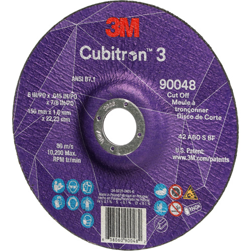 Meule &agrave; tronçonner Cubitron 3, 6" x 0,045", Arbre de 7/8", Type T27, C&eacute;ramique, 10 200 Tr/min Sécurité Médic