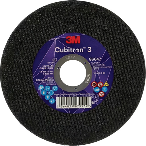 Disque de coupe Cubitron 3, 5" x 9/32", Arbre de 3/8", Type 41 Sécurité Médic
