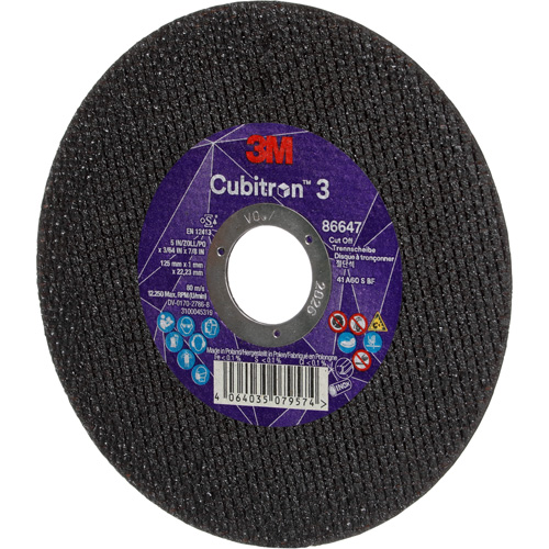 Disque de coupe Cubitron 3, 5" x 9/32", Arbre de 3/8", Type 41 Sécurité Médic