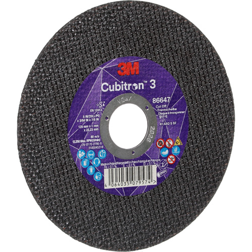 Disque de coupe Cubitron 3, 5" x 9/32", Arbre de 3/8", Type 41 Sécurité Médic