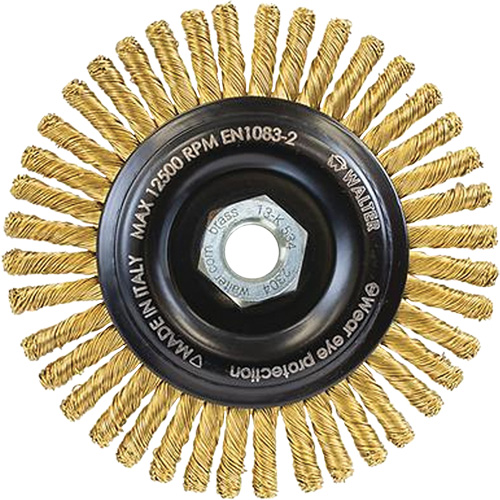 Brosse m&eacute;tallique &agrave; touret sans cr&eacute;ation d'&eacute;tincelles, 5" dia. x 5/8"-11 arbre Sécurité Médic
