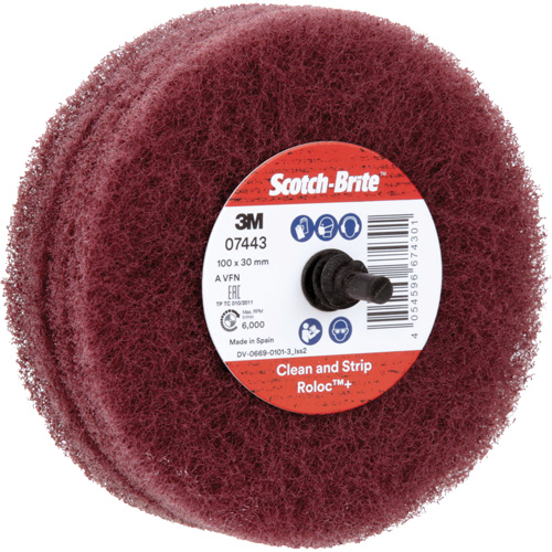 Roue de ponçage &agrave; usage g&eacute;n&eacute;ral Scotch-Brite Roloc Plus, 4" dia. Sécurité Médic