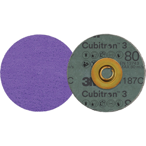 Disque en fibre Roloc Cubitron 3, 3" dia., Grain 80+, C&eacute;ramique Sécurité Médic