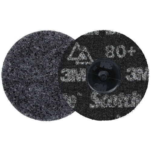 Meule robuste pour le conditionnement de pr&eacute;cision des surfaces Scotch-Brite Roloc, HD-DR, 3" dia., Grain 80+, C&eacute;ramique Sécurité Médic