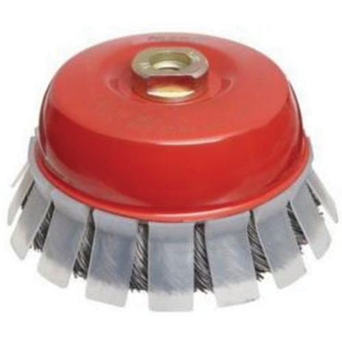 Brosse-boisseau &agrave; fils nou&eacute;s avec protecteur, 2-3/4" dia. x 5/8"-11 arbre Sécurité Médic
