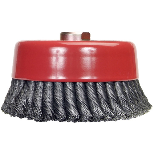 Brosse-boisseau &agrave; fils nou&eacute;s, 6" dia. x 5/8"-11 arbre Sécurité Médic