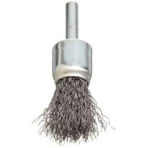 Brosse &agrave; fils cr&ecirc;p&eacute;s avec moyeu, 3/4", Fils 0,006", Tige 1/4" Sécurité Médic