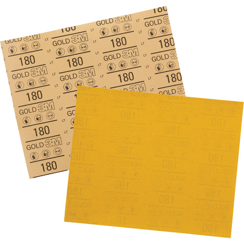 Gold Abrasive Sheet 12545, 9" x 11", 180 Grit, Aluminum Oxide Sécurité Médic