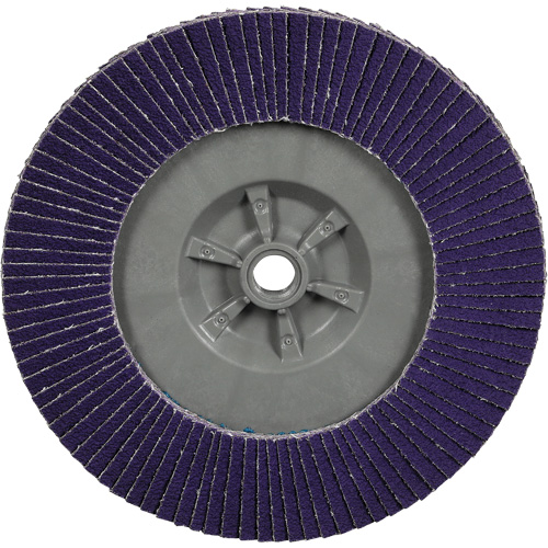 Disque &agrave; lamelles plate 1169F Cubitron 3 &agrave; changement rapide, 6" x 5/8"-11, Type T27, Grain 80+, C&eacute;ramique Sécurité Médic