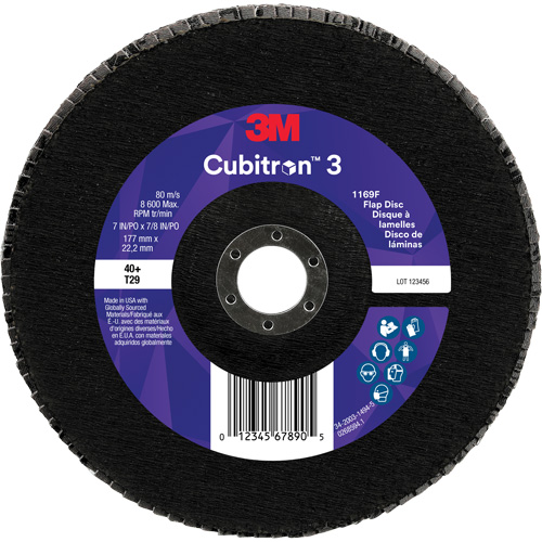 Cubitron 3 Conical  Flap Disc 1169F, 7" x 7/8", Type T29, 40+ Grit, Ceramic Sécurité Médic