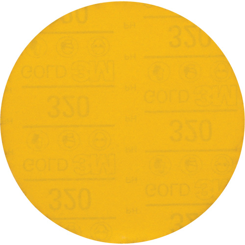 Hookit Gold Abrasive Disc, 6" Dia., 320 Grit, Aluminum Oxide, C-Weight Sécurité Médic