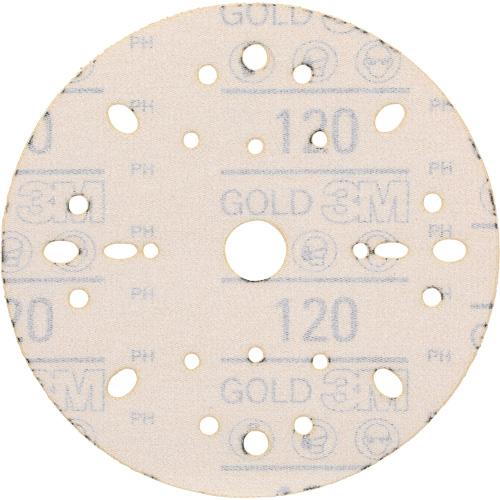 Disque abrasif dor&eacute; Hookit, dia 6", Grain 120, Oxyde d'aluminium, Poids C Sécurité Médic