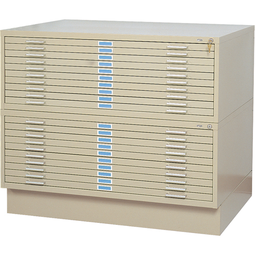 Steel Plan Files, 10 Drawers, 46-3/8" W x 35-3/8" D x 16-1/2" H Sécurité Médic