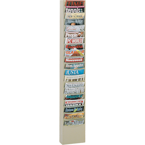 Literature Rack, Wall Mount, 20 Slots, Steel, 9-3/4" W x 4-1/8" D x 58" H Sécurité Médic