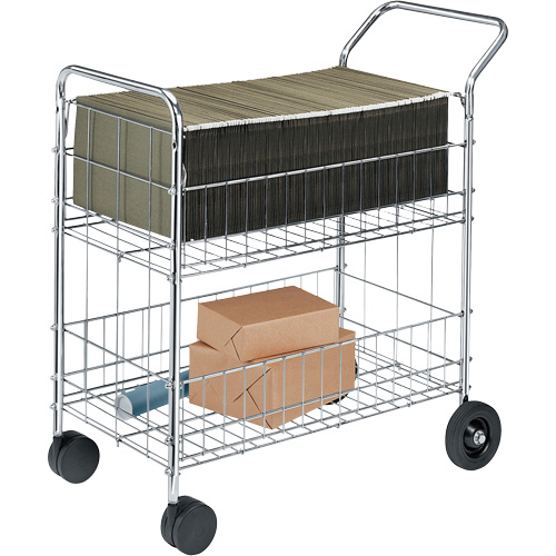 Wire Mail Cart, 200 lbs. Capacity, Chrome, 19" D x 30" L x 39-1/4" H, Chrome Plated Sécurité Médic