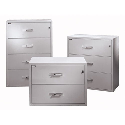 Fire Resistant Filing Cabinets, Steel, 4 Drawers, 38-3/4" W x 23-1/2" D x 55" H, Beige Sécurité Médic