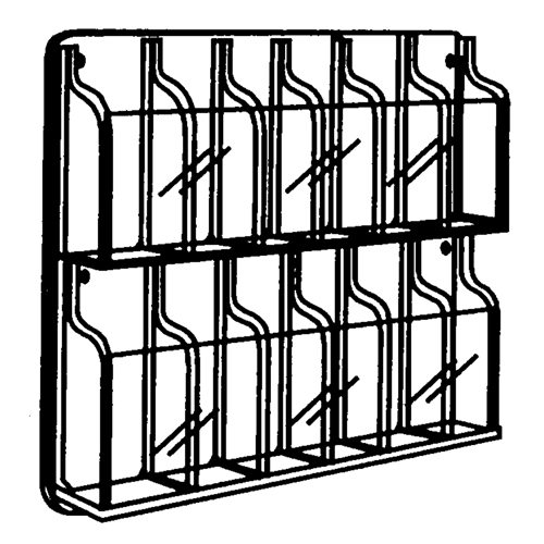 Literature Displays, Wall Mount, 9 Slots, Plastic, 30" W x 2" D x 36-7/8" H Sécurité Médic