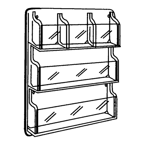 Literature Displays, Wall Mount, 9 Slots, Plastic, 30" W x 2" D x 36-7/8" H Sécurité Médic