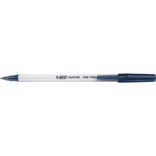 Stylo &agrave; bille Bic Round Stic, Bleu, 0,8 mm Sécurité Médic