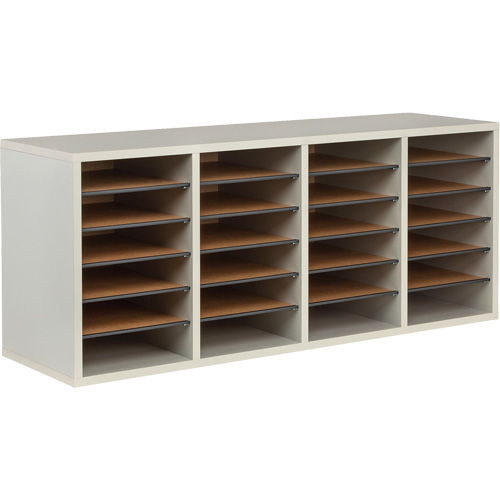 Casier &agrave; compartiments r&eacute;glable pour documentation, Stationnaire, 24 fentes, Bois, 39-1/4" la x 11-3/4" p x 16-1/4" h Sécurité Médic