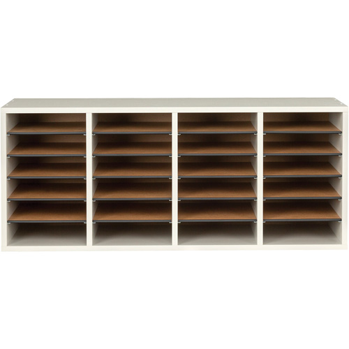 Casier &agrave; compartiments r&eacute;glable pour documentation, Stationnaire, 24 fentes, Bois, 39-1/4" la x 11-3/4" p x 16-1/4" h Sécurité Médic