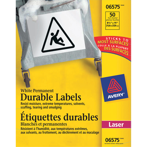 &eacute;tiquettes TrueBlock, Polyester, 11" lo x 8,5" h, Blanc Sécurité Médic