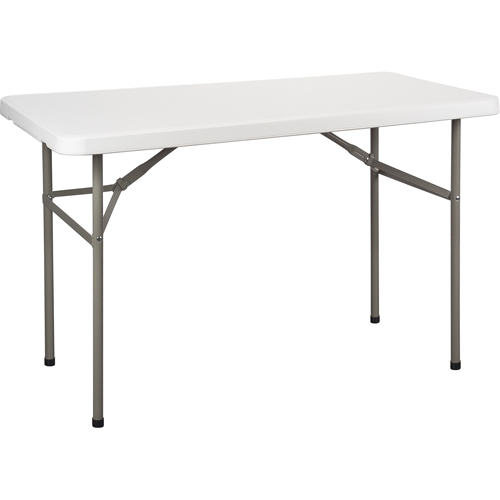 Folding Table, Rectangular, 48" L x 24" W, Polyethylene, White Sécurité Médic