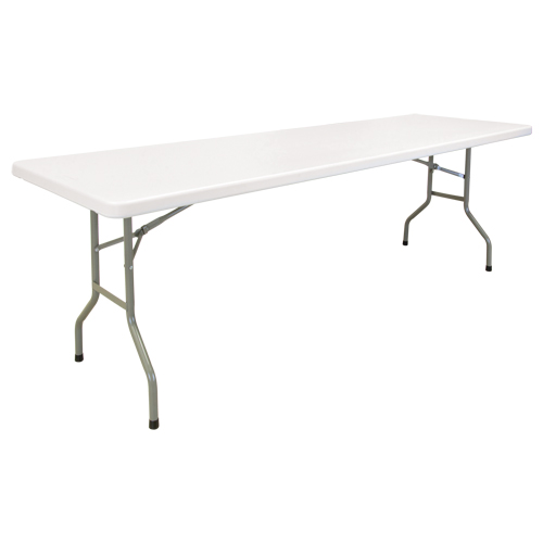 Folding Table, Rectangular, 96" L x 30" W, Polyethylene, White Sécurité Médic