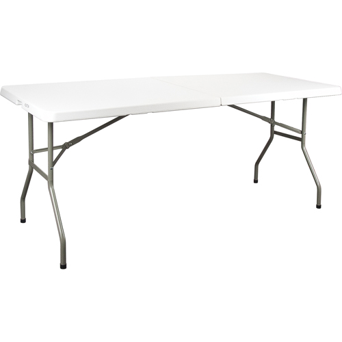 Table se pliant en deux, Rectangulaire, 72" l x 30" la, Poly&eacute;thyl&egrave;ne, Blanc Sécurité Médic