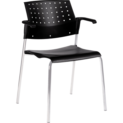 Stacking Chairs, Plastic, 33" High, 300 lbs. Capacity, Black Sécurité Médic