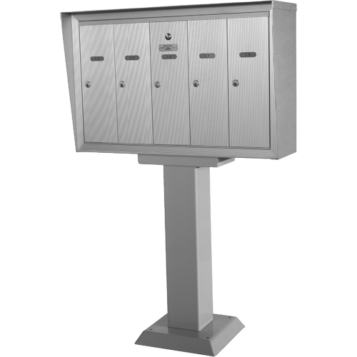 Single Deck Mailboxes, Pedestal -Mounted, 16" x 5-1/2", 6 Doors, Aluminum Sécurité Médic