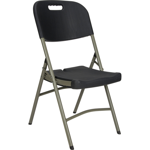 Chaise pliante, Poly&eacute;thyl&egrave;ne, Noir, Capacit&eacute; 350 lb Sécurité Médic