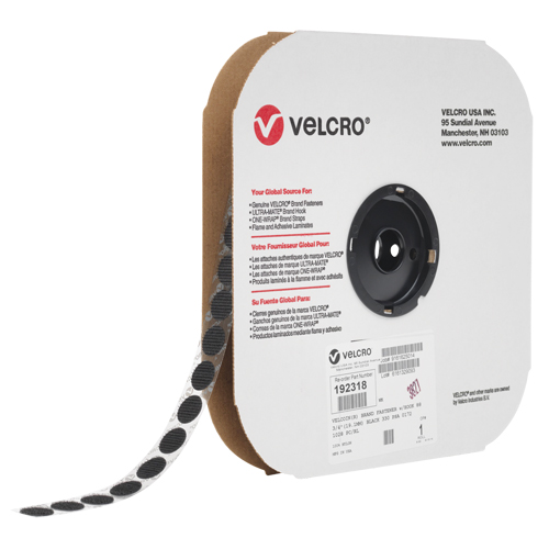 Attache Velcoin, Boucle, 3/4" dia., Adh&eacute;sif, Noir Sécurité Médic