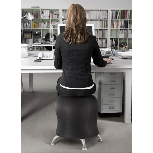 Chaise sph&eacute;rique Zenergy, Vinyle, Noir, Capacit&eacute; 250 lb Sécurité Médic