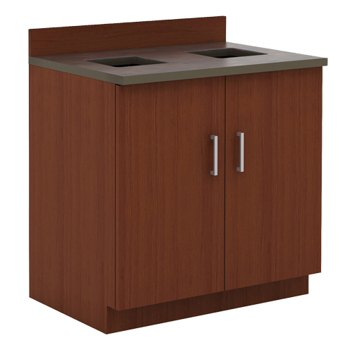 Modular Base Cabinet, Melamine, 39" H x 36" W x 25" D, Mahogany Sécurité Médic