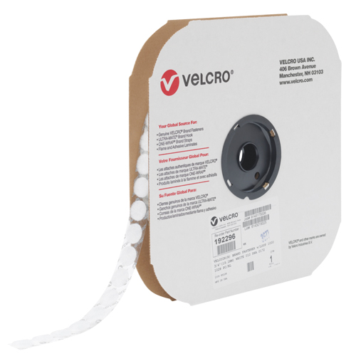 Attache Velcoin, Boucle, 3/4" dia., Adh&eacute;sif, Blanc Sécurité Médic