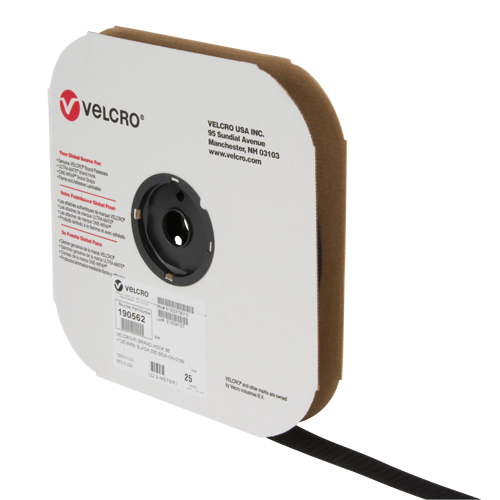 Ruban d'attaches, Crochet, 25 vg x 1", Cousu, Noir Sécurité Médic