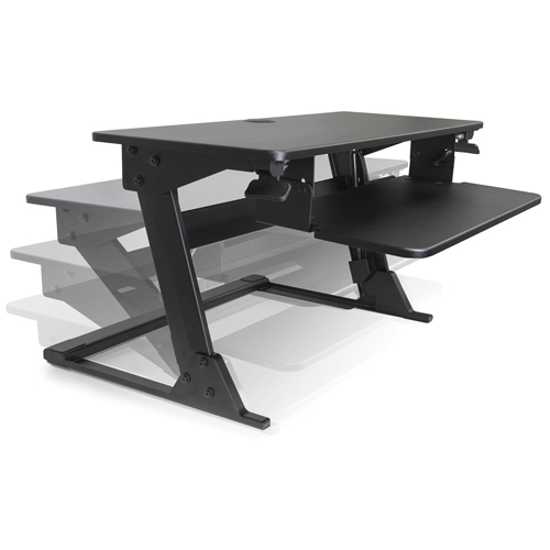 Goya Sit-Stand Workstation, Desktop Unit, 21" H x 35-2/5" W x 24" D, Black Sécurité Médic