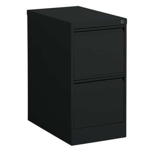 Vertical Filing Cabinet, Steel, 2 Drawers, 15-1/7" W x 25" D x 29" H, Black Sécurité Médic